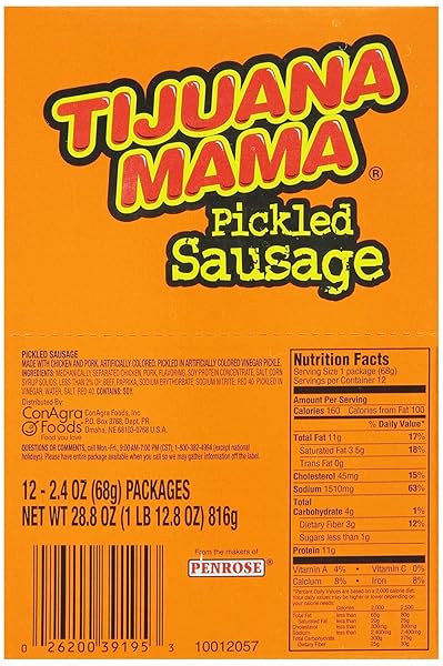 HANNAH’S RED HOT PICKLED SAUSAGE 20CT BOX