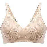 Angelhood Nursing Bras for Breastfeeding, Seamless Wireless Comfort Push up Lace Nursing Maternity Bralette for Pregnancy