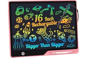 KINAYUE LCD Writing Tablet,16 Inch Colorful Screen Rechargeable Doodle Board Toddler Educational Toys for 3 4 5 6 Years Old Boys Girls Reusable Portable Drawing Tablet Christmas Toys Gifts for Kids (Pink)