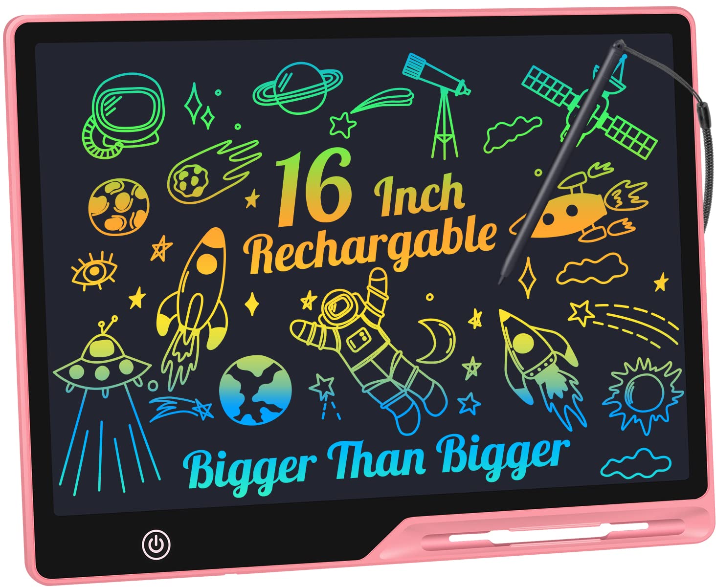 LCD Writing Tablet,16 Inch Colorful Screen Rechargeable Doodle Board Toddler Educational Toys for 3 4 5 6 Years Old Boys Girls Reusable Portable Drawing Tablet Christmas Toys Gifts for Kids (Pink) β image 1