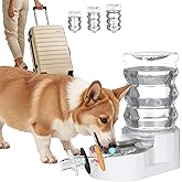 RIZZARI Automatic Gravity Pet Dispenser: 6.5L Large Capacity -No Power Needed -Stainless Steel with Triple Filter & Brush for Medium Dogs -Multiple Pets - Busy Pet Owners - Living Room -Kennel