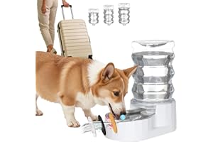 RIZZARI Automatic Gravity Pet Waterer: 7L White Stainless Steel Water Dispenser - Large Capacity with Triple Filter and Specialized Brush for Senior Dogs with Spinal Issues - for Living Room Bedroom