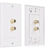 RiteAV - 2 Port Coax Cable TV- F-Type - Dual Gang Wall Plate...