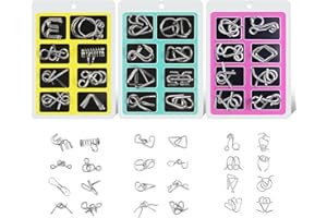 Woyuosn Metal Brain Teaser Puzzles Ring Educational Toys, Steel IQ Games Physics Mind Metal Puzzles for Adults, Unlock Interlock Game, Brain Teaser Puzzle for Party Favor Kids (A+B+C)