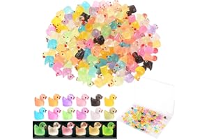 PRUDIUT 150 Pack Mini Ducks Luminous Tiny Resin Duck Glow in The Dark Plastic Duck to Hide Cruise Ducks for Hiding Prank Game Dollhouse Accessories Garden Landscape Ornament Bag Fillers Party Favors