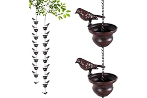 JHCBKFF 7.8 Feet Mobile Birds Rain Chain for Gutters Metal Rain Chain Downpipe Outdoor Rain Catcher Decorate Bird Rain Chain for Indoor Outdoor Decoration