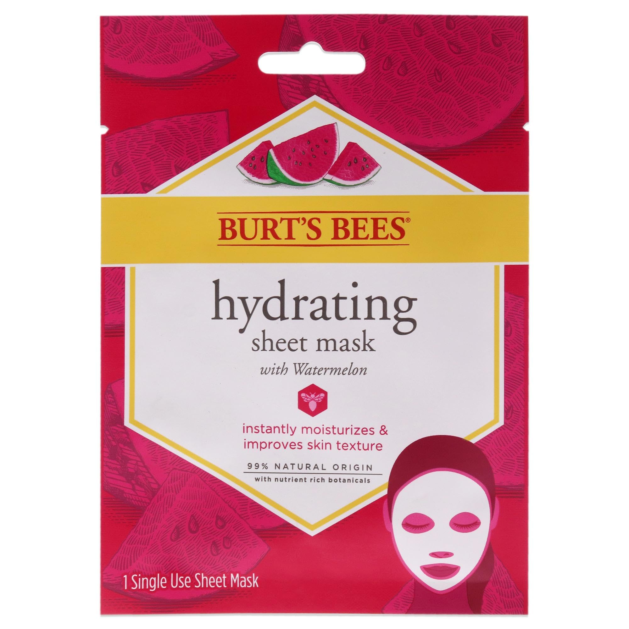 Burts Bees Hydrating Sheet Mask with Watermelon for Women 1 Pc Mask