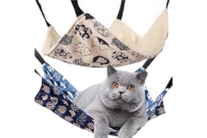 ADMAISON 2Pack Cat Hammock for Cage Hanging,Reversible Pet Hammock Bed Adjustable,Soft Sleeping Hammock for Cats,Ferret,Puppy,Rabbits,Small Animal (L)