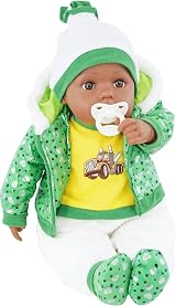 The Magic Toy Shop BiBi Doll 20in Black Ethnic Baby Boy Green Outfit Sounds view 2