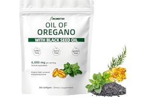 MOMETER Nutrivora Oil of Oregano with Black Seed Oil, 2 in 1 6000mg Oregano Oil Capsules Organic,Pure & Natural Supplement, Non-GMO, Gluten Free(300 Softgel)