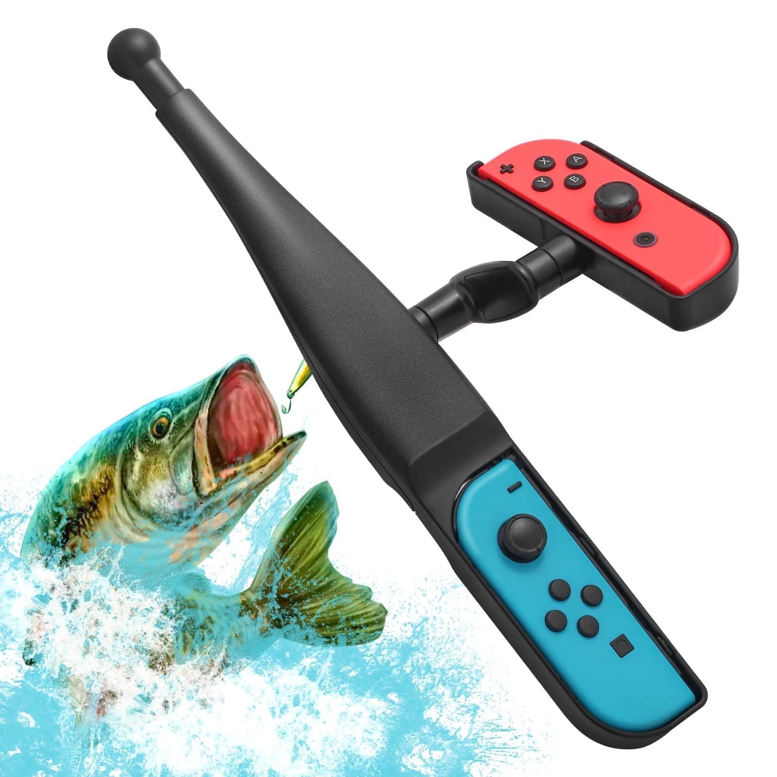 Fishing Rod Controller Accessory for Nintendo Switch Joy-Con, Motion Casting & Reeling Grip for Fishing Games, Lightweight Rod Handle (Not Compatible with Switch 2 Joy-Cons, Controllers Not Included)