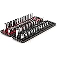 TEKTON 1/4 Inch Drive 6-Point Socket Set with Rails and Trays, 50-Piece (5/32-9/16 in., 4-15 mm) | SHD90215