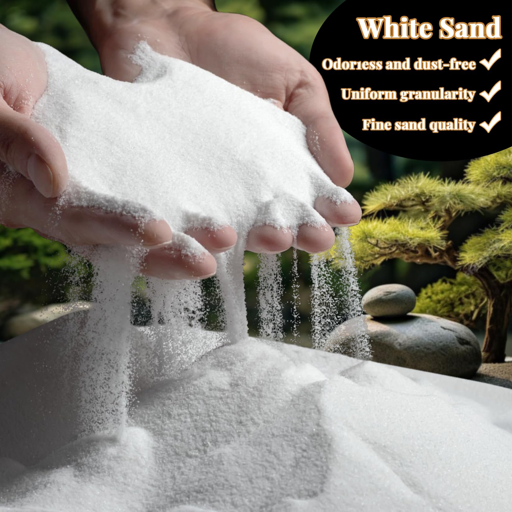 RAINFLOW 15 OZ Fine White Sand for Crafts - Quartz Zen Garden Sand Decorative for Vases Filler, Wedding Unity Ceremony, Incense Burner, Aquarium