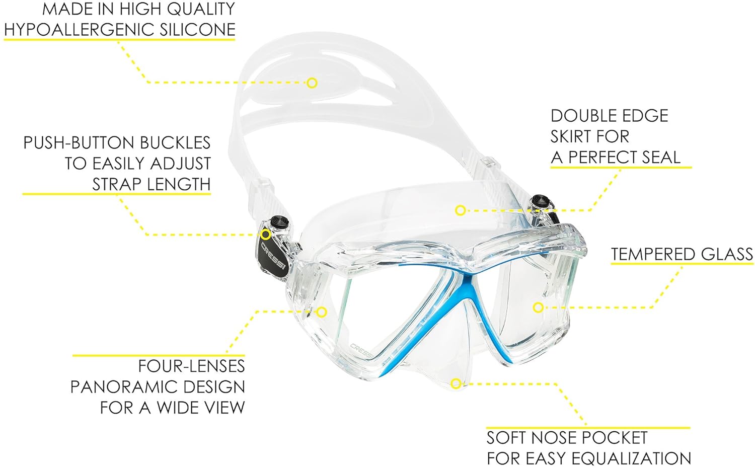 Cressi Panoramic 4 Window Dive Mask