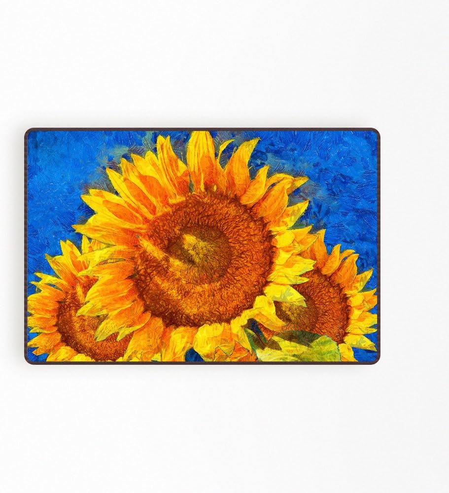 Ofat Home Vincent Van Gogh Sunflower Area Rug 20''x31.5'' Home Decor Doormat Entrance Mat Outdoor Front Door Bathroom Living Room Carpet, Non-Slip