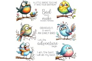 LZBRDY Fat Funny Birds Wish Words Clear Stamps and Cutting Dies - Perfect for DIY Scrapbooking, Art, and Card Decor