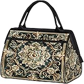 Travel Duffle Bag, Tile Flowers Ornament Overnight Weekender Tote Bag for Women Men Waterproof Carry On Luggage with Zipper Lightweight Sport Gym Bag for Traveling Yoga Camping Traveling Gifts