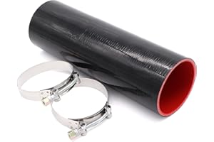 Fuzbaxy 3.5" ID Straight Silicone Hose Coupler, High Temp 4-Ply Reinforced with Stainless Steel T-Clamps