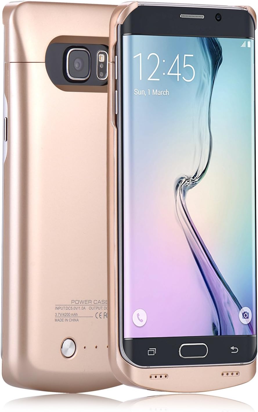 iAlegant Galaxy S6 Edge plus Battery Case, Portable Backup Power Bank Case 4200mAh Ultra Slim Rechargeable Extended Charging Case for Samsung Galaxy S6 Edge plus (gold)