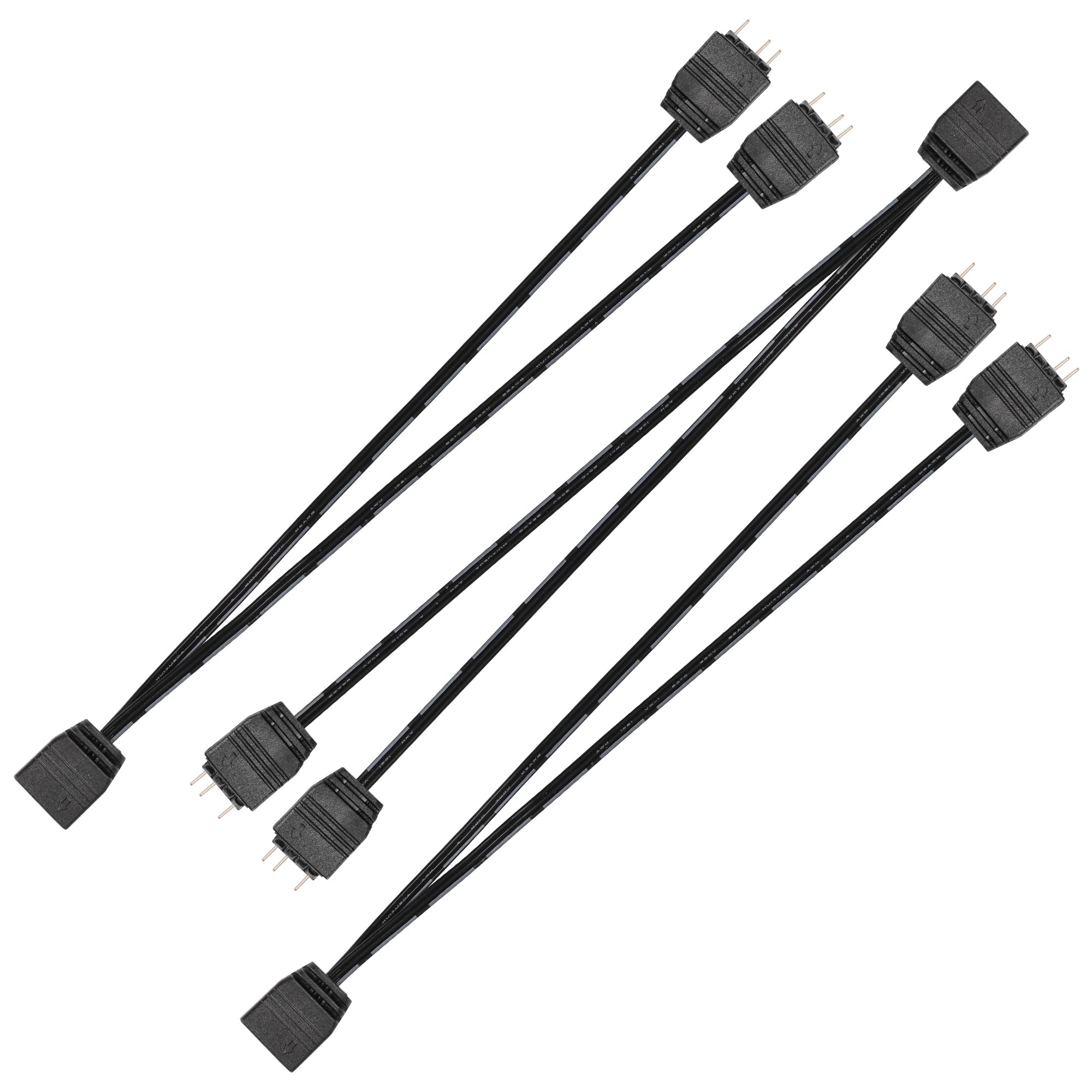 CERRXIAN 3PCS 5V 3PIN ARGB Splitter Cable, 1 Female to 2 Male Ports 3PIN HUB Extension Connector Cord Wire for ARGB LED Strips,ARGB Fans Etc