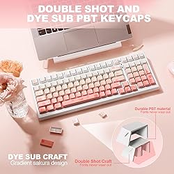 YUNZII Sakura PBT Keycaps, 131-key Double Shot/Dye