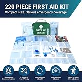 220 Piece First Aid Kit Eye Care Ice Packs Blanket Home Car Office view 5