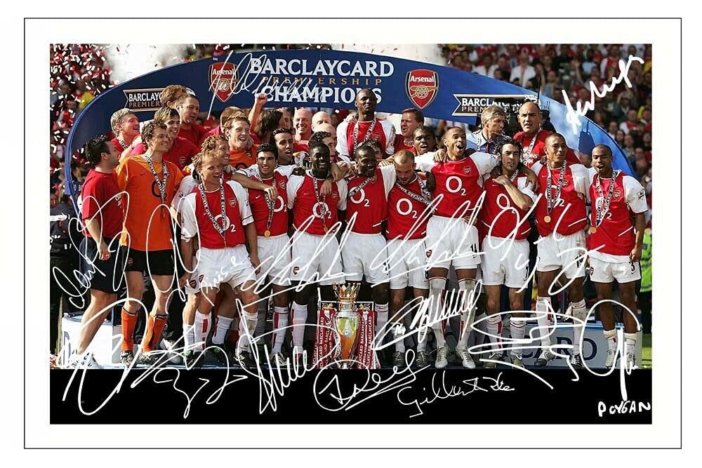 Arsenal Invincibles Team Multi Signed 12x8 Inch Photo Print Pre Printed Signature Football Autograph Gift