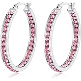 CiNily Stainless Steel Cubic Zirconia Hoop Earrings Silver/Gold Plated Earrings for Sensitive Ears