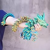 Super Large 3D Printed Crystal Dragon with Movable joint,48.8inch,Flexible Realistic Articulated Animal Fidget Toys,Mystery Figurines Gifts,Executive Desk Décor and Festival Collectible (Active mouth)