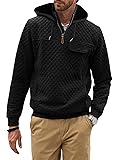 JMIERR Men's Quilted Hoodies Sweatshirt Casual Long