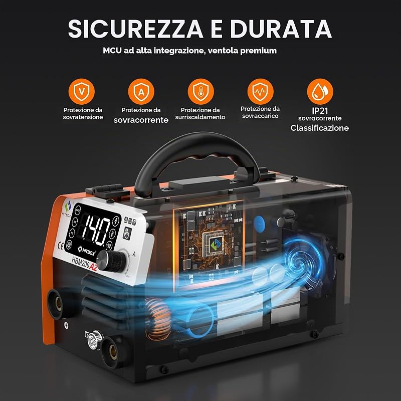 Saldatrice MIG 4 in 1 HITBOX 140A Inverter IGBT Gas/Senza gas ARC Lift-TIG