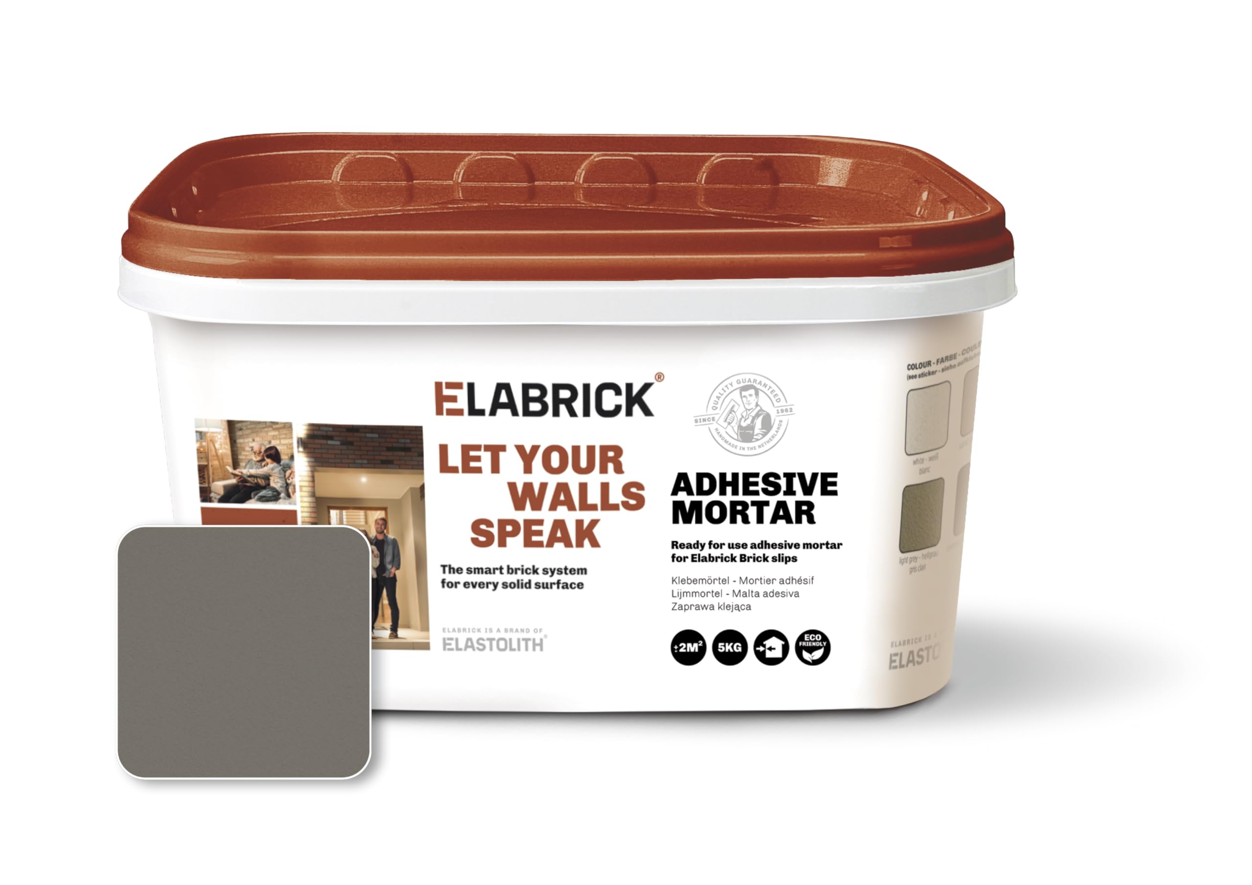 Elastolith 55021c 5 kg 2 m sq Bucket Adhesive/Grout - Cement Grey