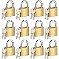 HOX 12-Pack Keyed Padlock, Waterproof and Rustproof, Solid Brass Lock with 1-1/4" Wide Body, Padlock with Keys for Storage Unit, Sheds, Garages and Fence