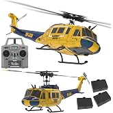 Ssccgym 315MM UH-1 Remote Control Helicopter Aircraft for Adults Expert 6CH C032 RC Heli Maintain Altitude Brushless Motor/Optical Flow Positioning/Fly Upside Down 3D Rolling (RTF Yellow 3-Batteries)