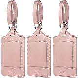 Teskyer Luggage Tags, 3 Pack Premium PU Leahter Luggage Tags Privacy Protection Travel Bag Labels Suitcase Tags