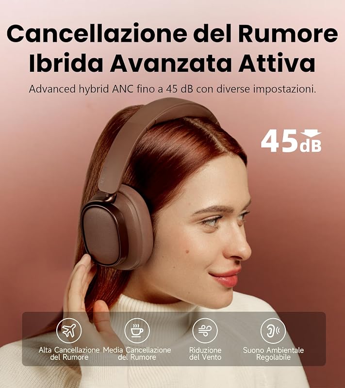 ES850NB Cuffie Over Ear Wireless,Marrone