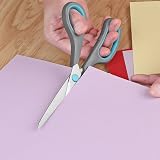 Asdirne Scissors 8" Stainless Steel Blades Soft Grip Handle Blue/Grey view 2