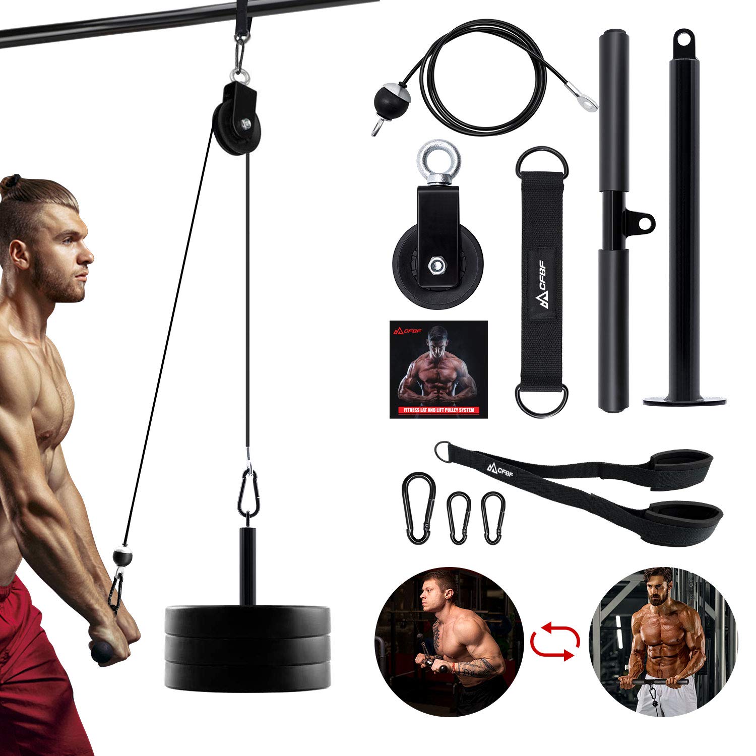 CFBF Fitness LAT and Lift Pulley System, Gym Equipment for Home, Tricep