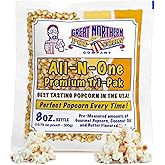 8oz Popcorn Machine Popcorn Packets - All-in-One Movie Theater Style Popcorn Kernels, Salt, and Oil Packs by Great Northern Popcorn (24 Case)