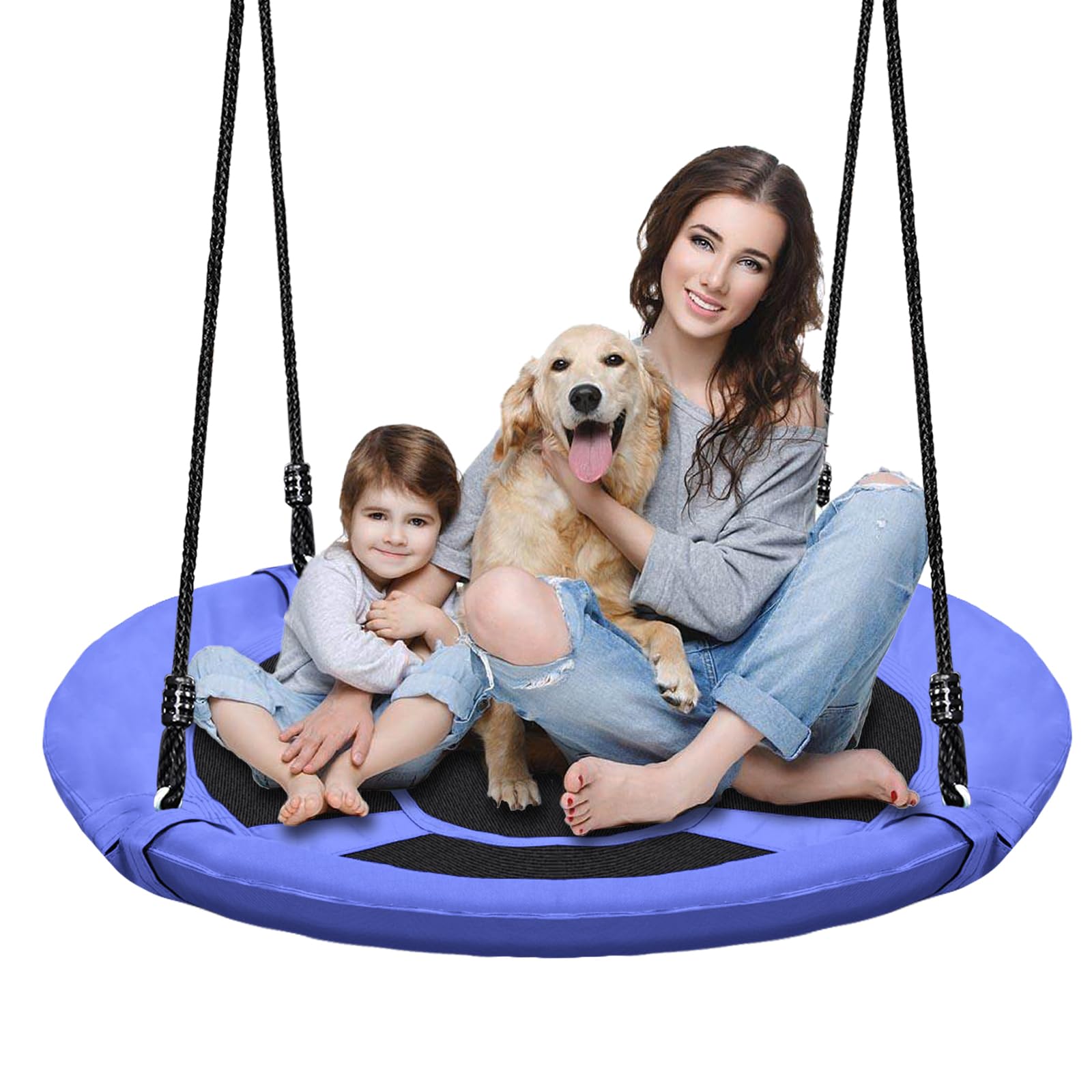 Photo 1 of 40" Saucer Tree Swing for Kids - 500Lb Weight Capacity, Waterproof Platform Swing Seat with Adjustable Ropes for Kids Playground Outdoor Activity Backyard Fun
