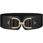 WERFORU Women Elastic Wide Waist Belts for Dresses Fashion Wide Stretchy Belts for Women Big Gold Buckle Thick Dress Belt