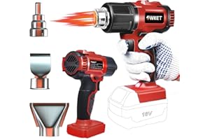 EWKET Cordless Heat Gun for Milwaukee M18 18V Battery, Soldering Hot Air Gun 350W 572℉-932℉ 2-Temp Setting with Gloves and 3 Nozzles Tool for Crafts, DIY Shrink PVC Tubing, Stripping Paint/Wrap(No Battery)