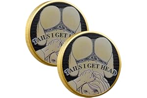 WRFLC Funny Heads & Tails Coin - Heads I Get Tail, Tails I Get Head - Adult Sexy Lucky Token, Double-Sided Gold Metal, Humorous Prank Gift for Couples, Coin Collectors, Party Props, Date Night Ideas(2pcs)