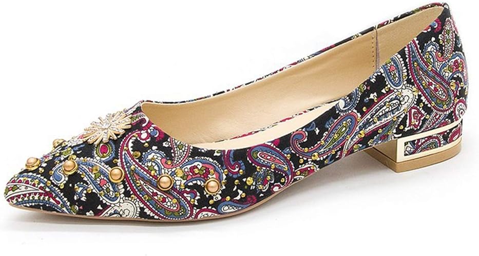 Amazon Cjaq レディース パンプス ビジュー 美脚 ぺたんこ ローヒール 黒 無地 フラットシューズ バレエ かわいい ポインテッドトゥ 柔らかい フラットシューズ バレエシューズ 通勤 歩きやすい カジュアル パンプス パンプス