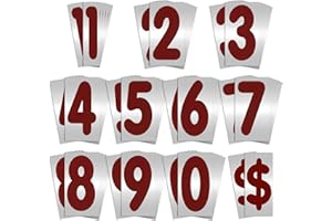 KitAbility Replacement Numbers for White Message Board Sidewalk Signs with 4 Inch Tracks, 6 of Each Number 0 to 9, Red on White Reflective Background