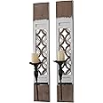 SOFE 28 Inches Long Candle Sconces Wall Decor Set of 2, Wood Farmhouse Wall Candle Holders for Pillar Candles, Antique Hanging Wall Sconce Candle, Large Wall Art Decor for Living Room Bedroom
