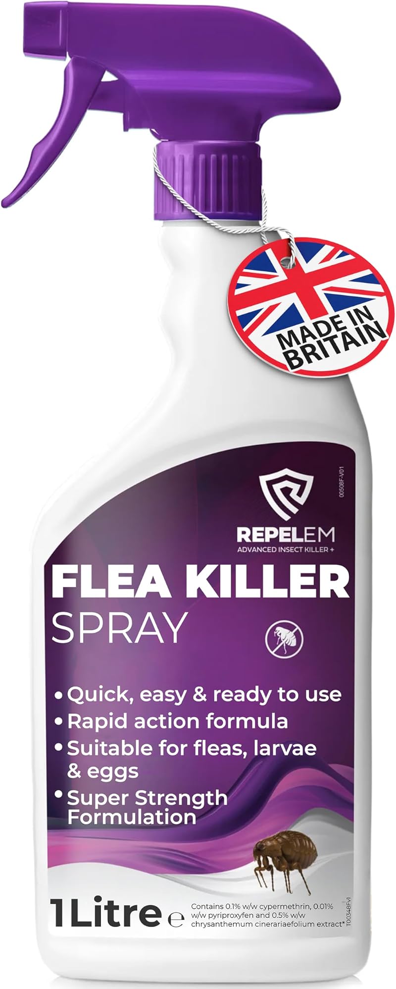 REPELEM Flea Spray for Home 1L – Professional Strength Kills Fleas Larvae Eggs