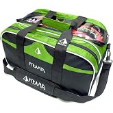 Pyramid Path Double 2 Ball Tote Plus Clear Top Bowling Bag with Large Separate Compartment for Bowling Shoes (Up To US Mens Size 15) or Accessories