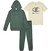 Champion boys Jogger Set 3 Piece Clothing Set With Graphic Tee Fleece Hoodie and Sweatpants