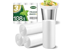 LEAGIM Small Trash Bags 3 Gallon, 108 Count Garbage Bags Bathroom Mini Trash Can Liners, fit 10-13 Liter Clear